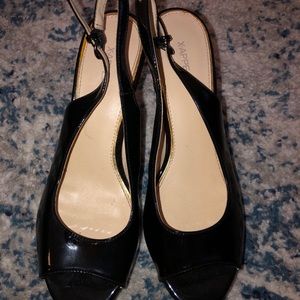 Black strappy high heels